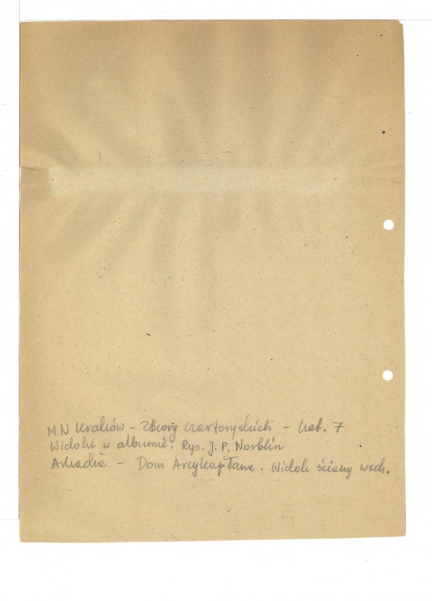 reprodukcja rysunku Jana Piotra Norblina z Widoki w albumie, kat. 7, Dom Arcykapłana widok ściany wschodniej (Muzeum Narodowe w Krakowie, zbiory Czartoryskich), skan 2