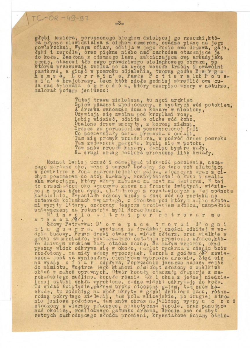 Opis Arkadji skreślony przez założycielkę Księżną Radziwiłłową, skan 4