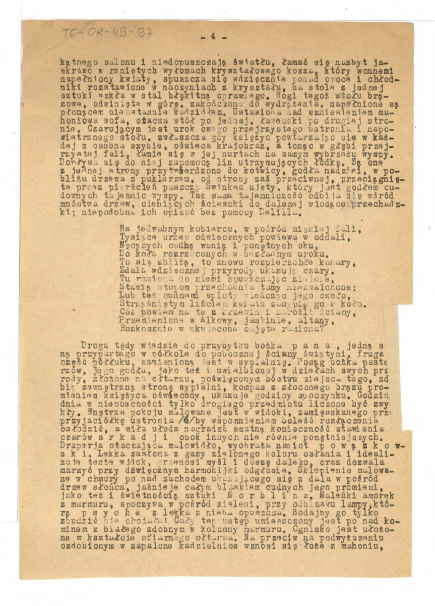 Opis Arkadji skreślony przez założycielkę Księżną Radziwiłłową, skan 5