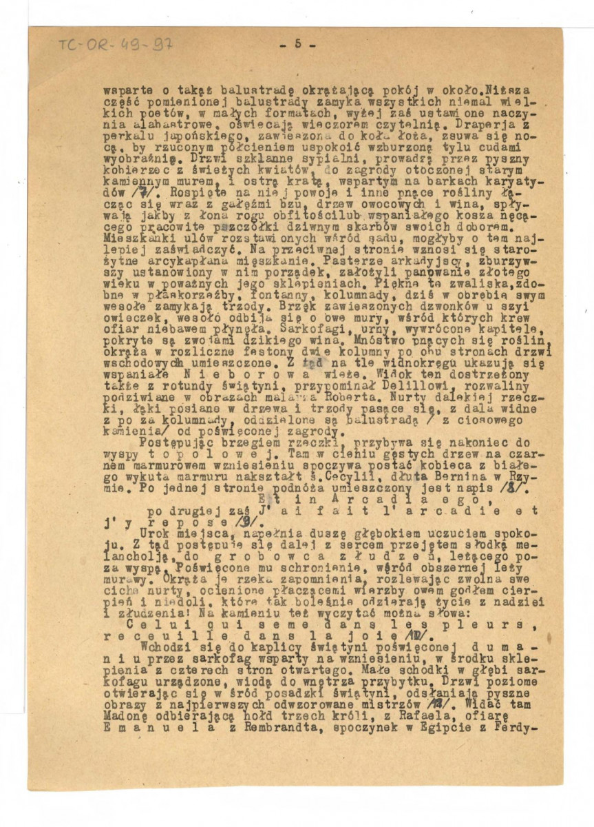 Opis Arkadji skreślony przez założycielkę Księżną Radziwiłłową, skan 6