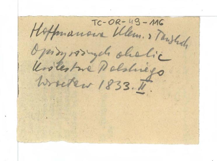 odsyłacz do Hoffmanowa z Tańskich K., Opisy różnych okolic Królestwa Polskiego, Wrocław 1833, skan 1