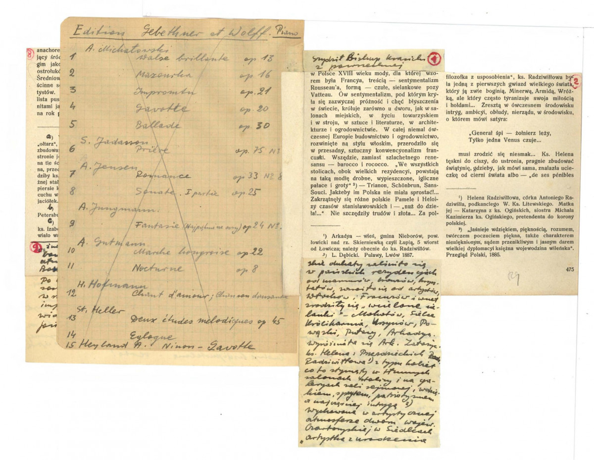 wycinek z czasopisma „Ziemia” z 1913 r. (zeszyt 29) zawierający tekst (uzupełniony rękopiśmiennymi notatkami) autorstwa Elżbiety Parys Nowickiej dotyczący Arkadii, skan 1