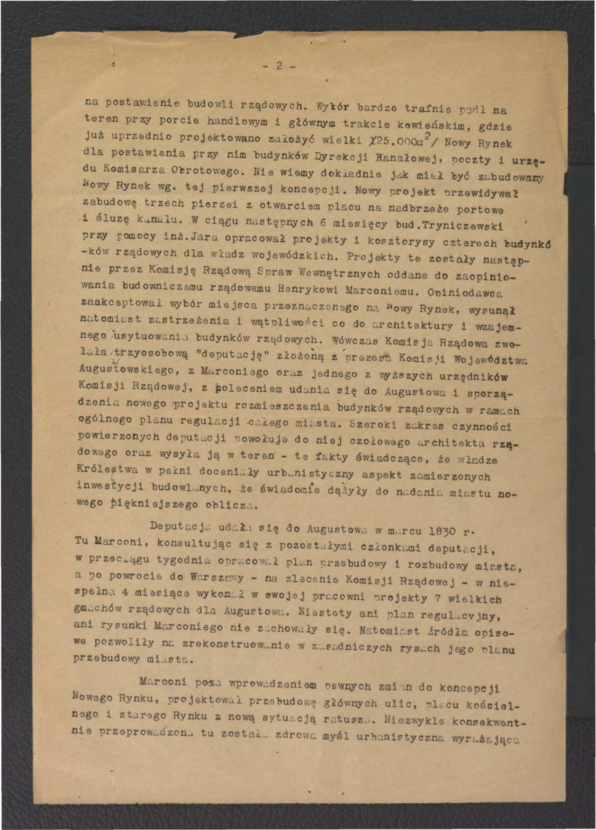 Projekt rozbudowy Augustowa z lat 1829-30 jako wyraz świadomej polityki urbanistycznej, skan 2