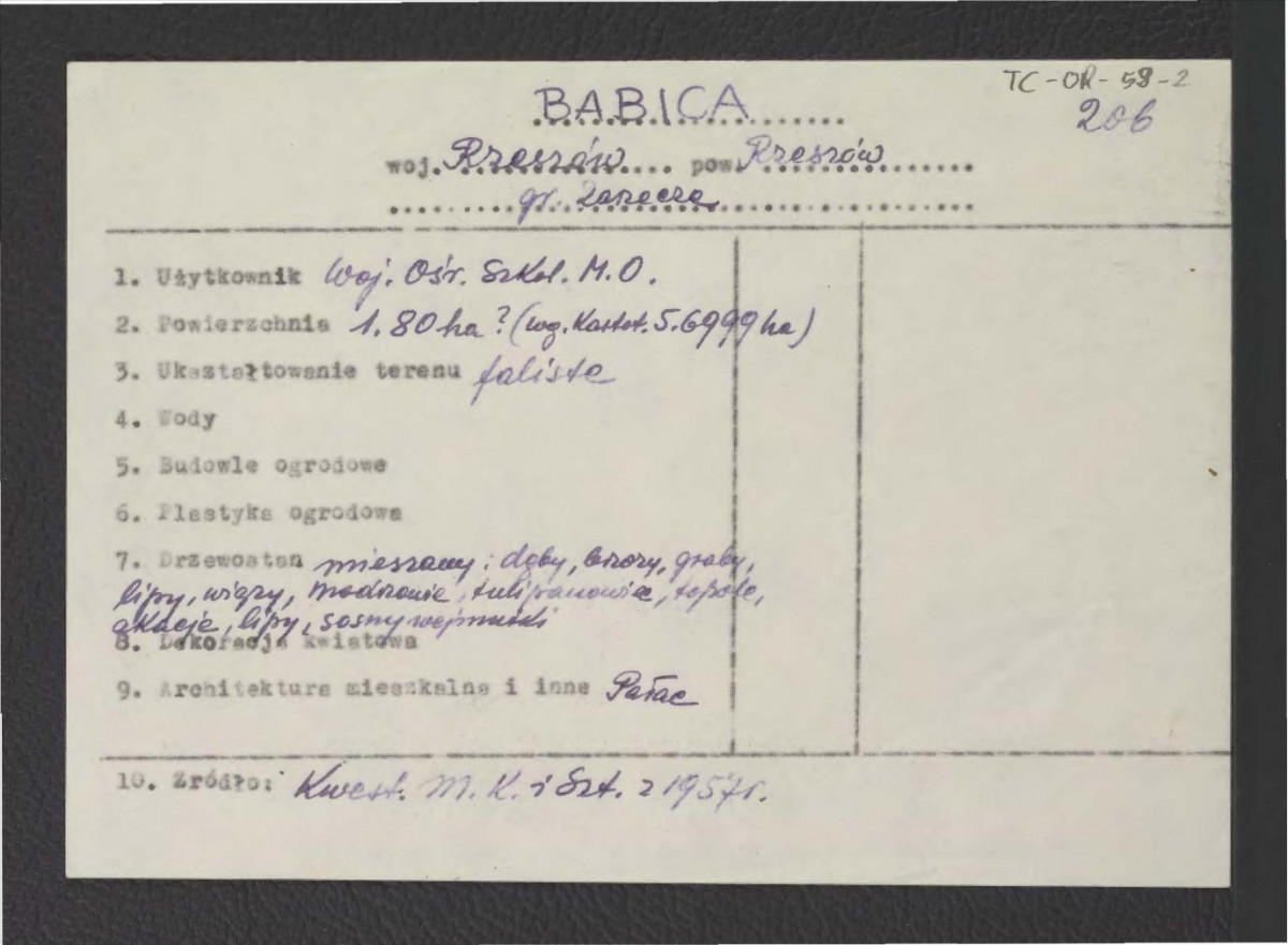 wypis z Kwestionariusz Ministerstwa Kultury i Sztuki z 1957 r. , skan 1