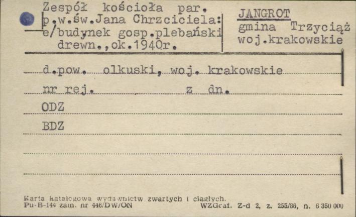 budynek gosp., plebański w zespole kościoła par. pw. św. Jana Chrzciciela, skan 1