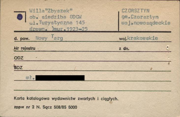 willa Zbyszek, ob. siedziba ODGW, skan 1
