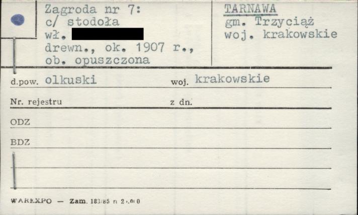 stodoła w zagrodzie, ob. opuszczona, skan 1