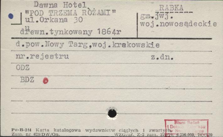 dawny hotel Pod Trzema Różami, skan 1