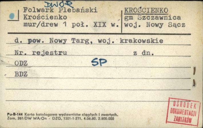 dwór - folwark plebański, skan 1