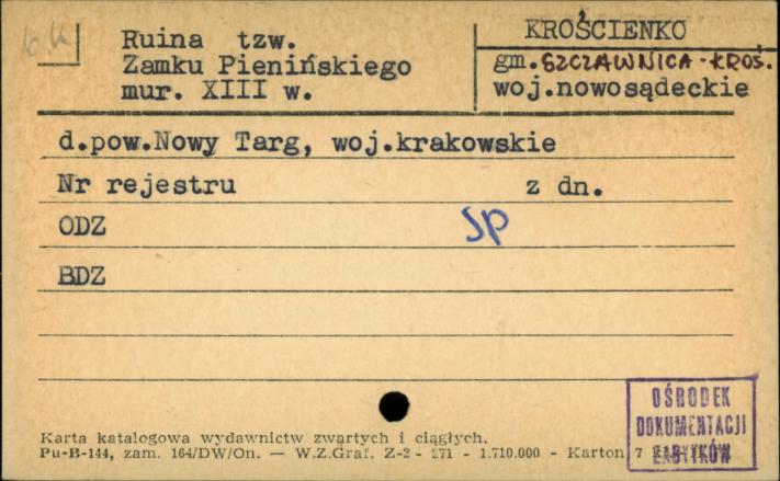 ruina tzw. Zamku Pienińskiego, skan 1
