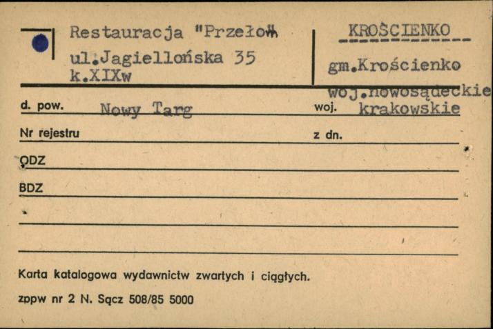 restauracja Przełom, skan 1