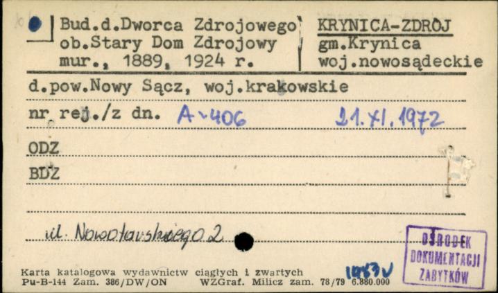 Dworzec Zdrojowego, ob. Stary Dom Zdrojowy, skan 1