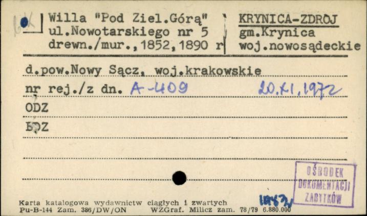 willa Pod Ziel. Górą, skan 1