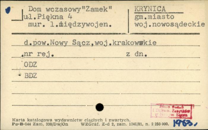 dom wczasowy Zamek, skan 1