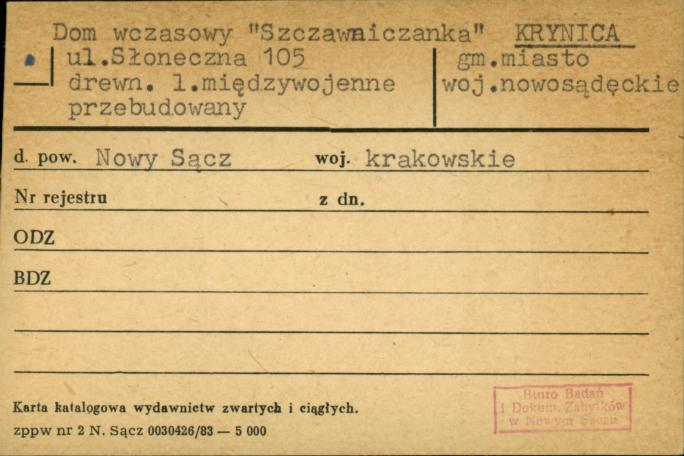 dom wczasowy Szczawniczanka, skan 1