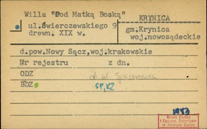 willa Pod Matką Boską, skan 1