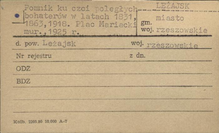 pomnik poległych bohaterów w latach 1831, 1863, 1918, skan 1