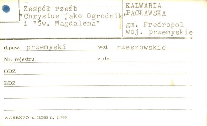 zespół rzeźb Chrystus jako Ogrodnik i Św. Magdalena, skan 1