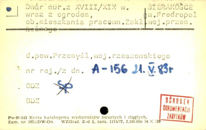 dwór wraz z ogrodem, ob. mieszkania pracown. Zakł. Rolnego, skan 1