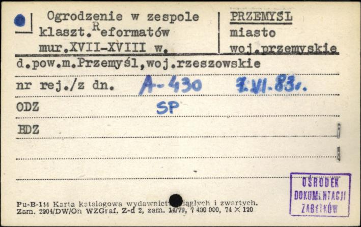 ogrodzenie w zespole klaszt. Reformatów, skan 1