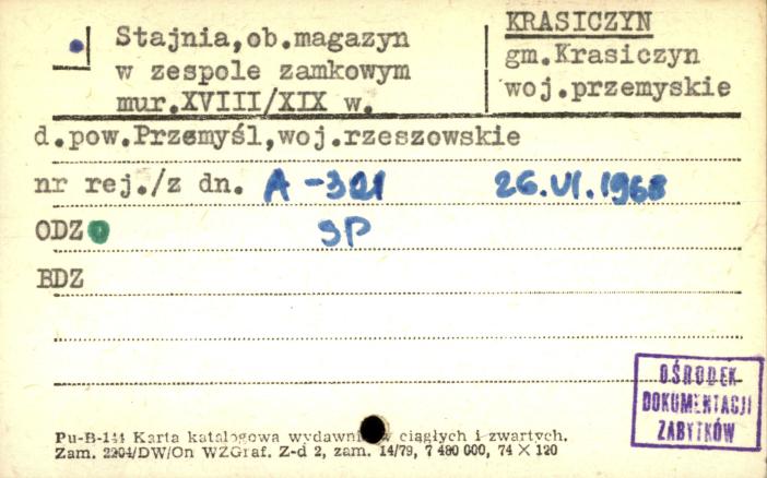 stajnia, ob. magazyn w zespole zamkowym, skan 1