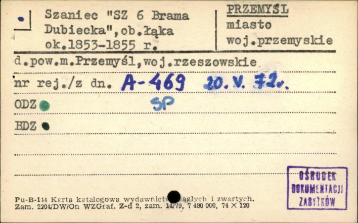 szaniec SZ 6 Brama Dubiecka, ob. łąka, skan 1