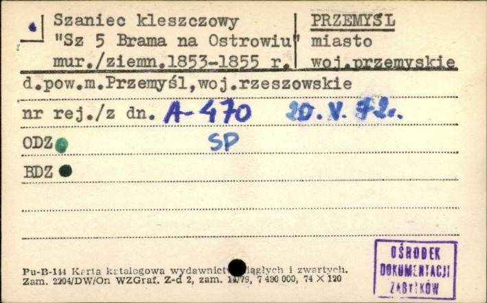 szaniec kleszczowy SZ 5 Brama na Ostrowiu, skan 1