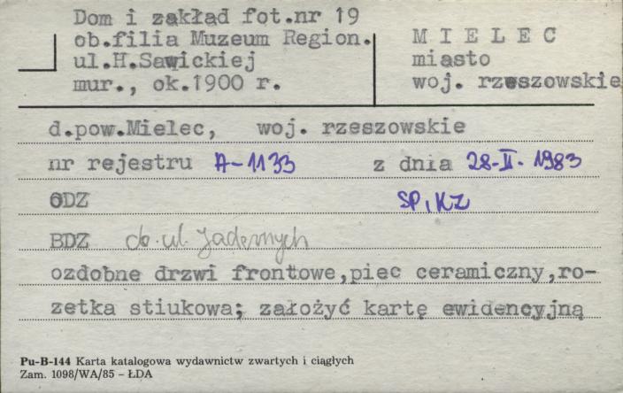 dom i zakład, ob. filia Muzeum Region., skan 1