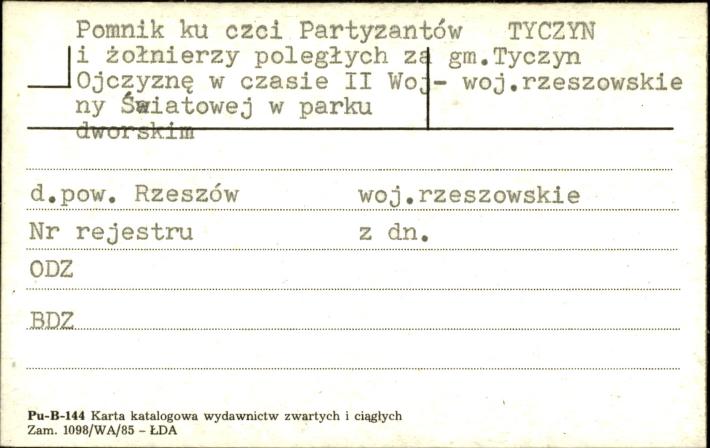 pomnik partyzantów i żołnierzy poległych za Ojczyznę w czasie II Wojny Światowej, skan 1