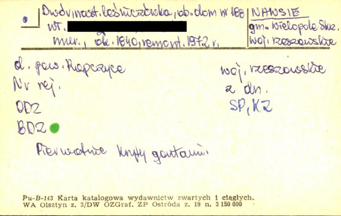 dwór, nast. leśniczówka, ob. dom, skan 1