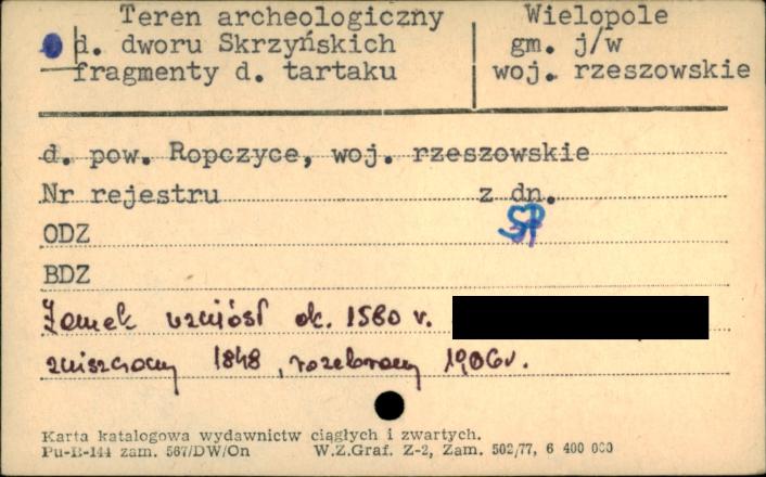 teren archeologiczny d. dworu Skrzyńskich, fragmenty d. tartaku, skan 1