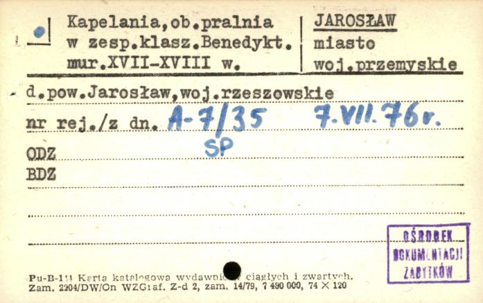 kapelania, ob. pralnia w zesp. klasz. Benedykt., skan 1