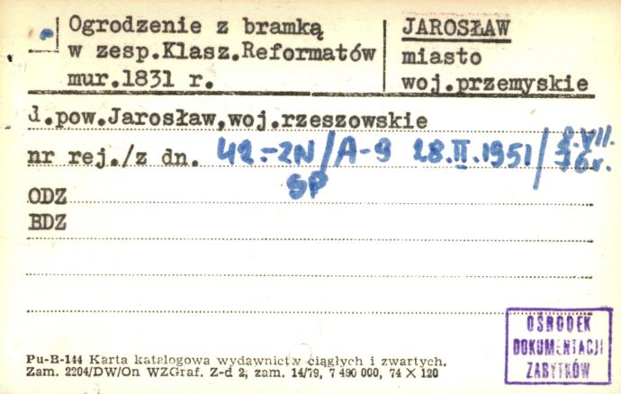 ogrodzenie z bramką w zesp. klasz. Reformatów, skan 1