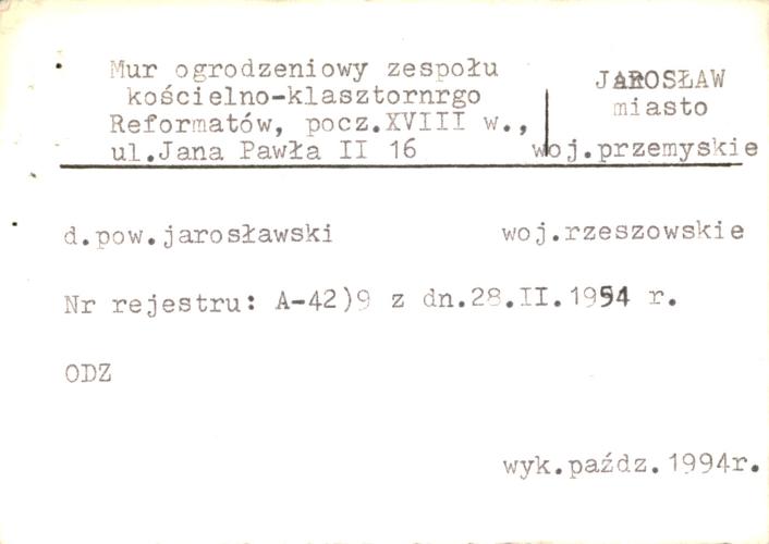 ogrodzenie z bramką w zesp. klasz. Reformatów, skan 2