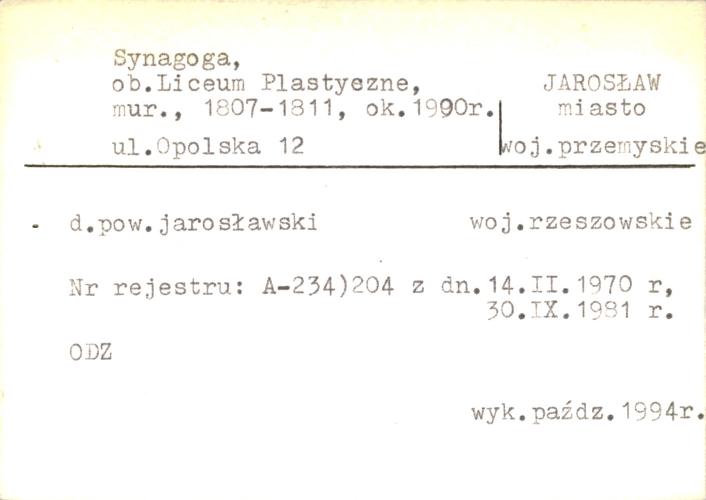 synagoga, ob. Liceum Sztuk Plast., skan 2