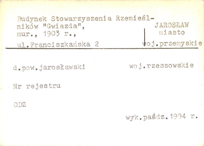budynek Stowarzyszenia Rzemieślników Gwiazda, skan 1