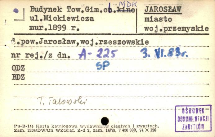 budynek Tow. Gim. Sokół, ob. MDK, skan 1
