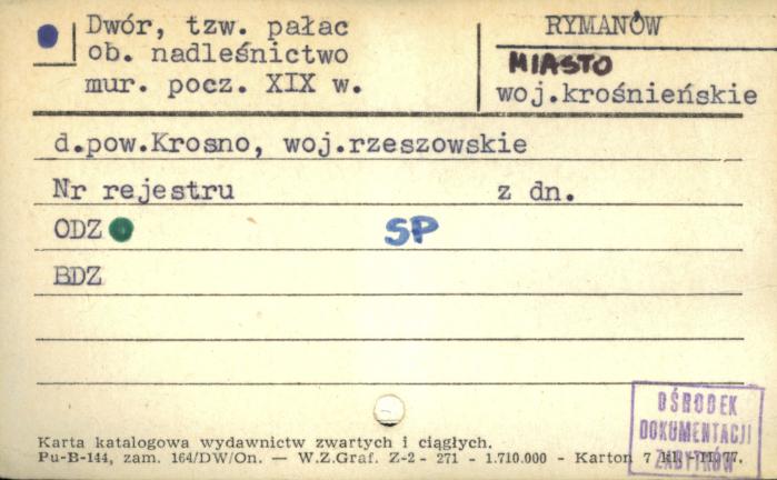 dwór, tzw. pałac, ob. nadleśnictwo, skan 1