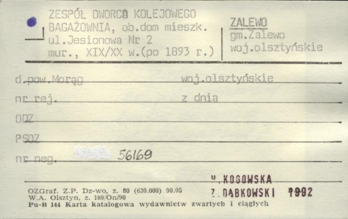 zespół dworca kolejowego - bagażownia, ob. dom mieszkalny, skan 1