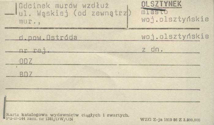 odcinek murów wzdłuż ul. Wąskiej (od zewnątrz), skan 1