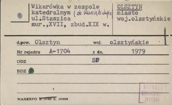 wikarówka w zespole katedralnym (ob. kuria biskupia), skan 1