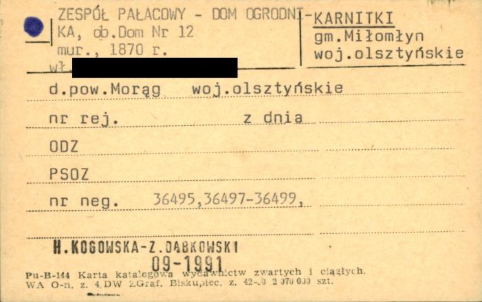 zespół pałacowy - dom ogrodnika, ob. dom, skan 1