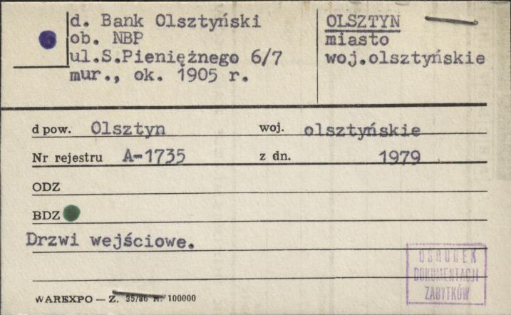bank Olsztyński, ob. NBP, skan 1