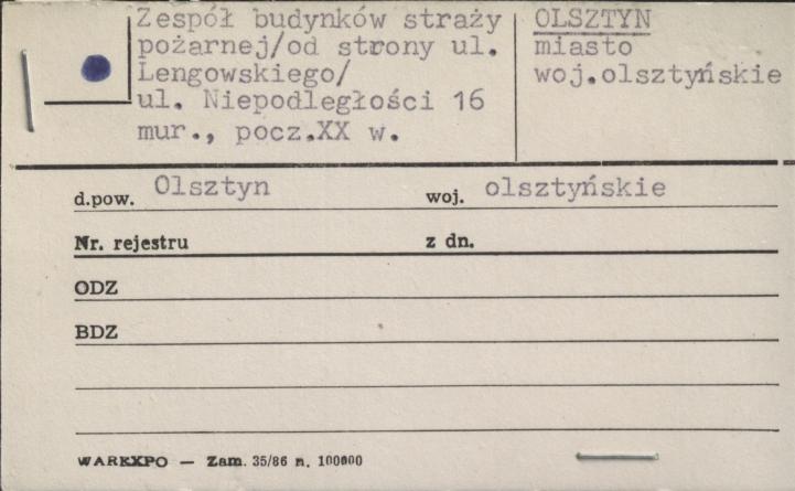 zespół budynków straży pożarnej (od strony ul. Lengowskiego), skan 1