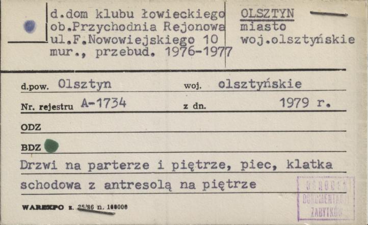 dom klubu łowieckiego, ob. przychodnia rejonowa, skan 1