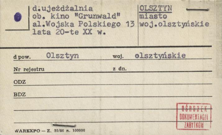 ujeżdżalnia, ob. kino Grunwald, skan 1