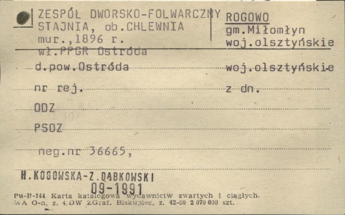 stajnia, ob. chlewnia - zespół dworsko-folwarczny, skan 1