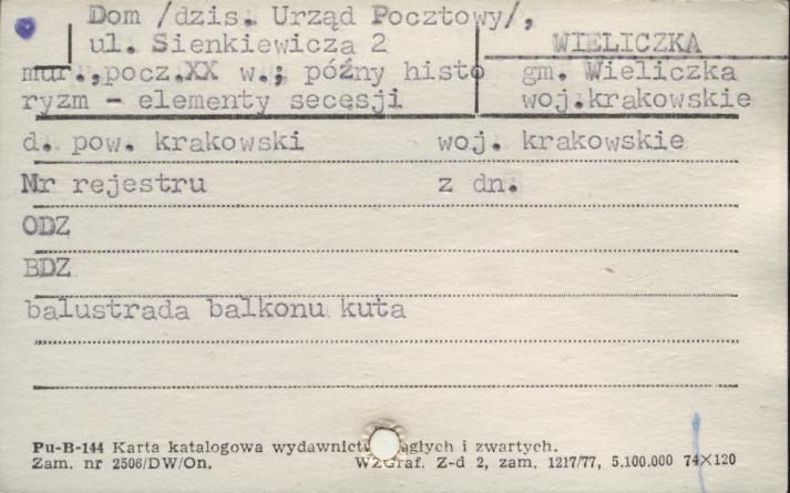 dom, ob. Urząd Pocztowy, skan 1