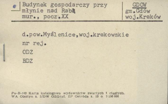 budynek gospodarczy przy młynie nad Rabą, skan 1