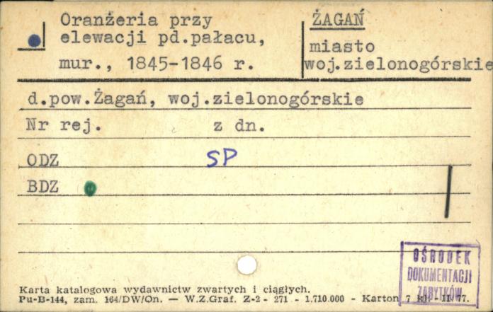 oranżeria przy elewacji pd. pałacu, skan 1